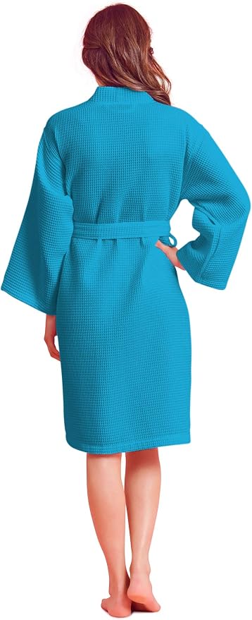 Soft Touch Linen Women's Kimono Waffle Robe-Luxurious & Absorbent & Quick Dry-Cotton & Polyester Blend