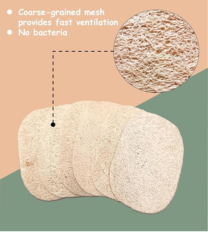 WOCATS 6 Pack Natural Loofah Sponges for Dishes & Bath - Biodegradable, Eco-Friendly Kitchen Scrubber & Body Exfoliator, Non-Scratch, Durable, Reusable