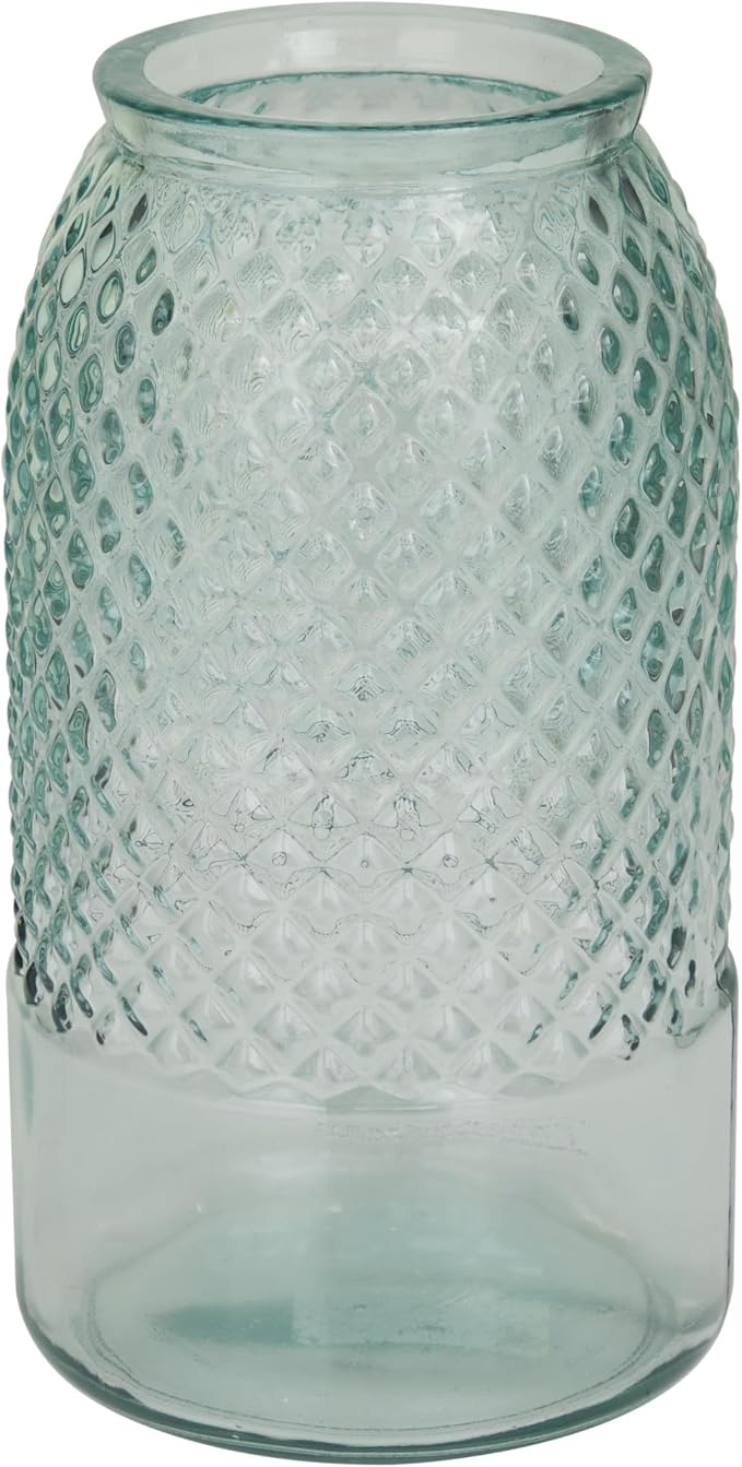 Deco 79 Recycled Glass Decorative Vase Spanish Decorative Container, Decorative Keepsake Box 6" x 6" x 11", Blue