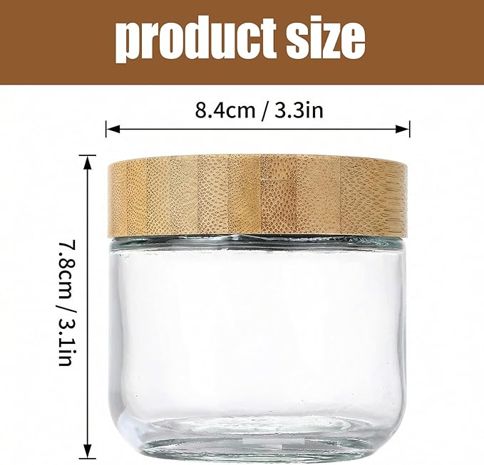 4 Pack 10oz Glass Jars with Bamboo Airtight Lids - Wide Mouth Food Storage Containers for Yogurt Chia Pudding Salad Spice Sugar