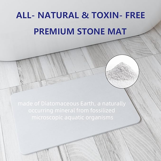 Fast Drying Stone Bath Mats for Bathroom, Non-Slip Diatomaceous Earth Bath Mat, Super Absorbent Bath Mat Stone Sand Arcana