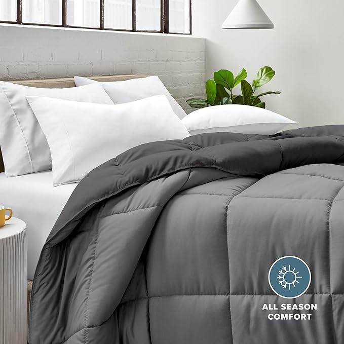 Bare Home Full Comforter - Reversible Colors - Goose Down Alternative - Ultra-Soft - Premium 1800 Series - All Season Warmth - Bedding Comforter (Full, Grey/Forged Iron Grey)
