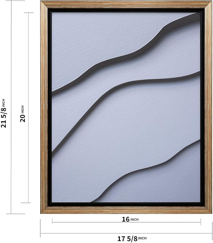 Monem Art Minimalist White Paper Waves Print - Abstract Scandinavian Texture Poster - Wall Decor for Living Room, Bedroom or Office - 16x20 Silver Framed CANVAS Wall Art by Mareike Bohmer