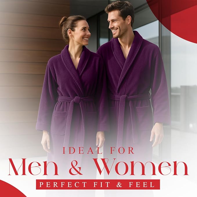 RIVERSIDE Premium 100% Cotton Terry Bathrobe For Women and Men - Soft Towel Robes with Shawl Collar Ajdustable Belt & Pockets