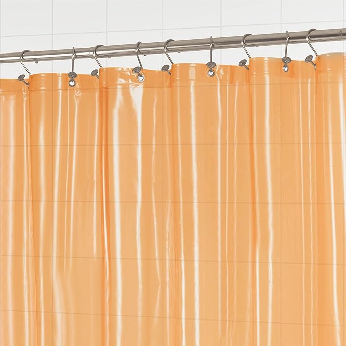 Barossa Design Extra Long Shower Curtain Liner with 3 Magnets - 72" x 84" XL, Waterproof PEVA Lightweight Shower Liner for Bathroom, PVC Free, Metal Grommets - Clear Orange, 72x84