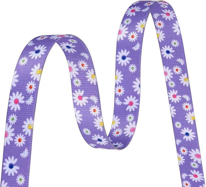 MarukoPet Dog Collar and Leash Set, Adjustable for Small Medium Large Dogs Puppy, Cute Design with Bohemia Floral Tribal Geometric Patterns Boys Girls Dog Collar(Purple Daisy Set,M)