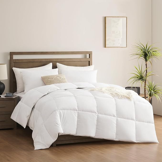 ACCURATEX Super King Duvet Insert Comforter 120x120,100% Cotton 400GSM Thick Fluffy Down Alternative Comforter,Breathable Soft White Hotel Bed Duvet Insert with Corner Tabs