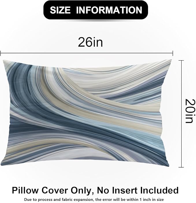 Shrahala Serene Fluid Art Pillowcases, Calm Hues Minimalist Lumbar Pillow Cover Decorative Blended Double-Sided No Inserts for Bedroom Sofa Living Room Set of 2 (26 x 20 in)