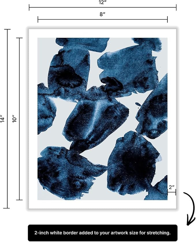 Monem Art Blue Abstract Watercolor Texture Print - Minimalist Modern Art Poster - Wall Decor for Living Room, Bedroom or Office - 8x10 ROLLED CANVAS Wall Art by Mareike Bohmer