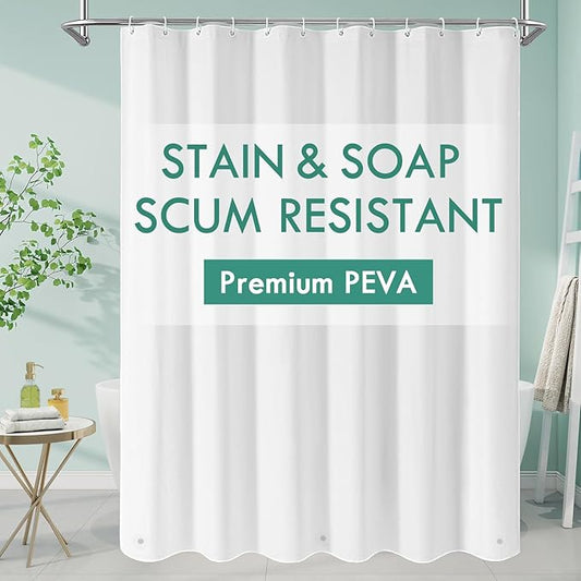 MitoVilla Long Shower Curtain Liner 72 X 78, White 78 inch Long Shower Curtain Liner for Simple Neutral Bathroom, PEVA Heavy Duty Waterproof Bathroom Shower Liner