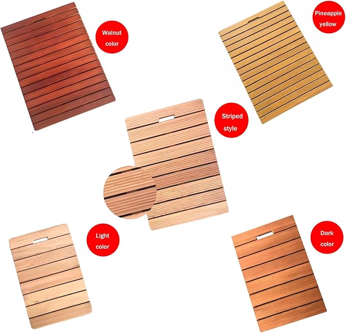 Waterproof Bamboo Bath Mat for Shower, Bathroom Non-Slip Wooden Bath Mat, Solid Wooden Floor Mat for Bathroom, Heavy Duty, for Indoor Outdoor(C,W30xL30cm)