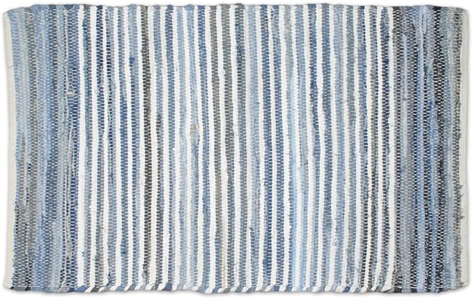 DII Chindi Home Collection Handwoven Multicolor Area Rag Run, 4x6', Denim