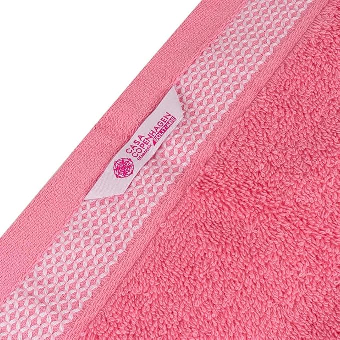 CASA COPENHAGEN Solitaire 6Pcs 100% Egyptian Cotton Large Designer Towels Gift Set- Rosy, 600GSM, 2Bath 2Hand 2Washcloths, Bath Towels for Bathroom Set for Women & Men
