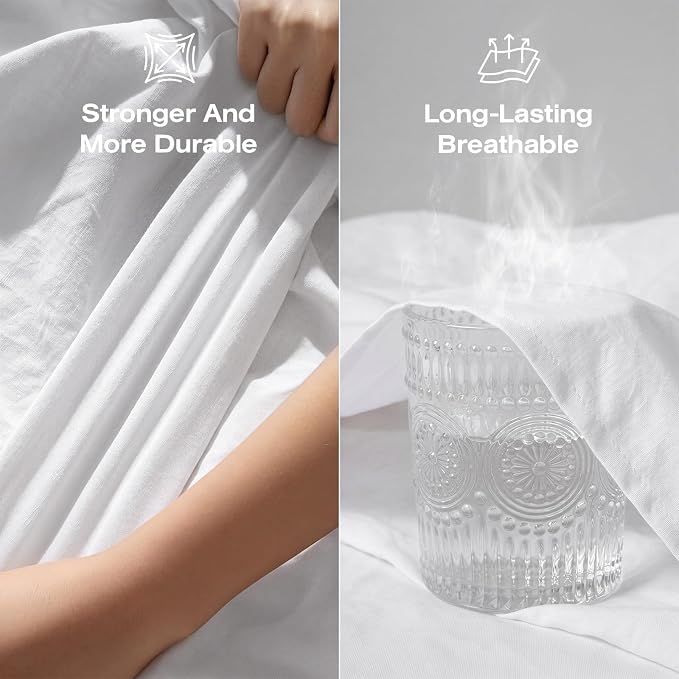 100% Pure French Flax Linen Blend Duvet Cover Set King Size, 3-Piece Breathable Bedding Set with Long Zipper Closure & Corner Ties, Soft, Lightweight & Durable Bedding Ideal for Hot Sleepers