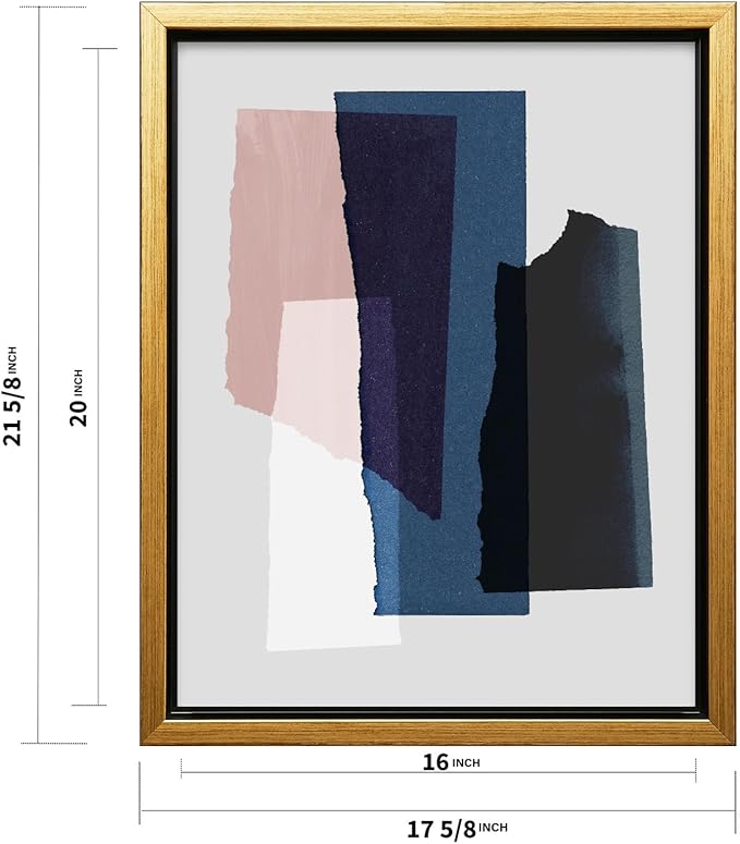 Monem Art Abstract Torn Paper Collage Print - Minimalist Modern Art Poster - Wall Decor for Living Room, Bedroom or Office - 16x20 Gold Framed CANVAS Wall Art by Mareike Bohmer