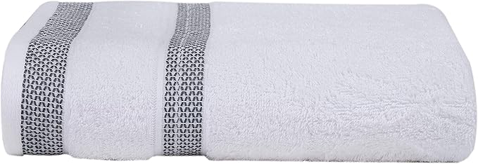 CASA COPENHAGEN Solitaire 6Pcs 100% Egyptian Cotton Large Designer Towels Gift Set- Chalk White, 600GSM, 2Bath 2Hand 2Washcloths, Bath Towels for Bathroom Set for Women & Men