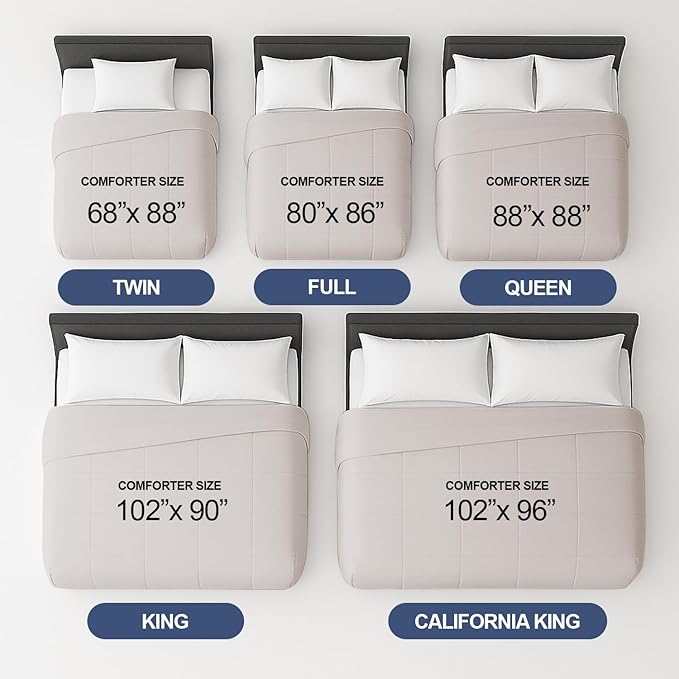 King Size, Light Gray Alternative Down Comforter - Warm, Lightweight & Breathable Hotel Quality Bedding for Men, Women, Kids and Teens - All Season Oversized Cooling Microfiber Duvet Insert Comforter