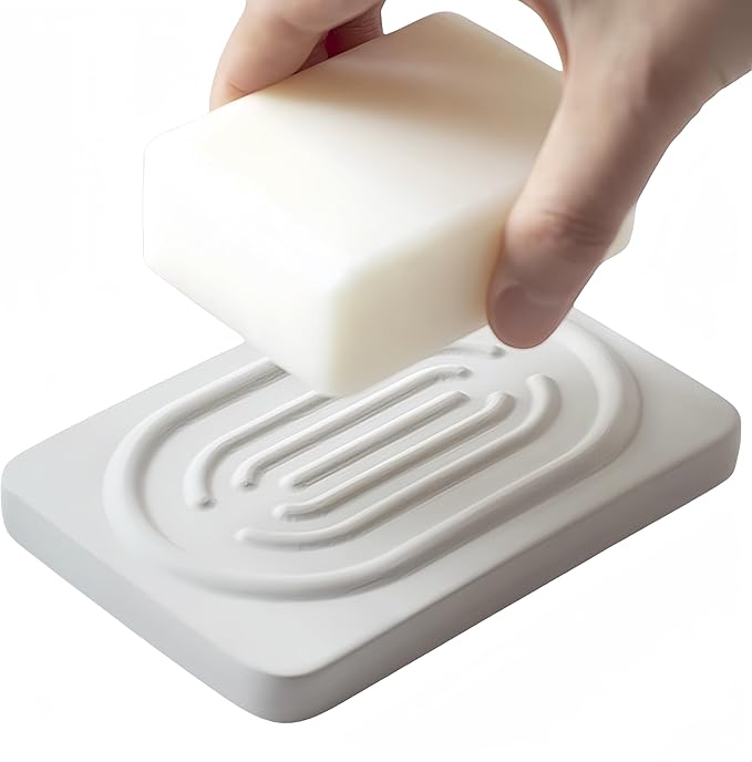 Soap Tray Water Absorbing Diatomite Dish Shampoo Bar Soap Holder Quick Dry Stone Soap Bar Holders Fast Drying Soap Saver Diatomaceous Earth Dishes for Shower Bathroom Bathtub Sink Organizer (Grey)