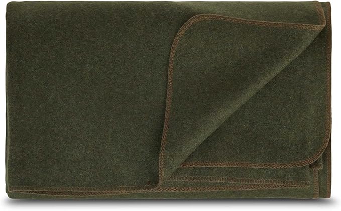 Lodge Twin Blanket - 80% Recycled Wool - Buffalo Plaid - Warm Throw Blanket - Thick - Washable - 65W x 90L - Olive Green