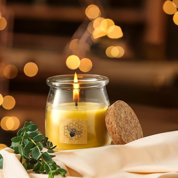 Conelist Beeswax Candle in Glass Jar, 100% Pure Beeswax Candle Organic Long Burning Yellow Bees Wax Bridesmaid Gift for Bridal Shower Bachelorette Party(8.5oz)