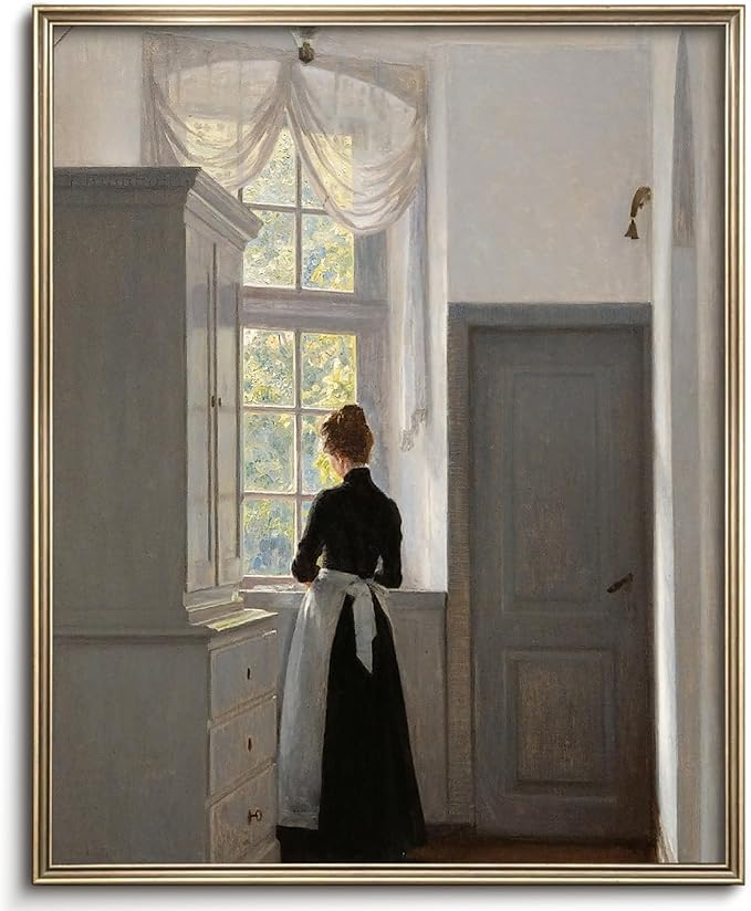 Vodefoad The Dream Window Wall Art Vintage Woman Portrait Painting Print Moody Art Print Decor Victorian Farmhouse Style Wall Decor for Gallery Nursery Bedroom Bathroom Office - 8x10Inch Unframe