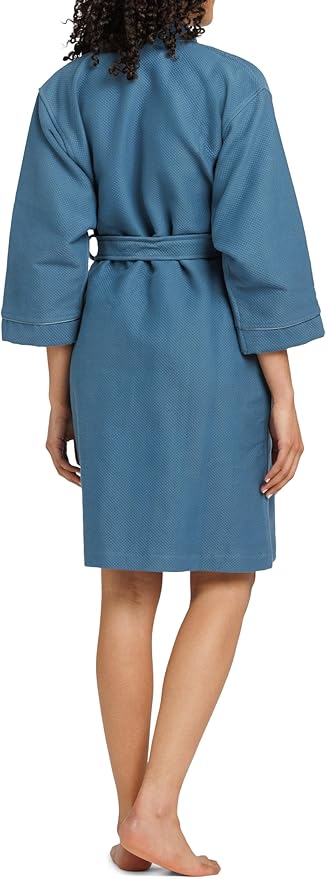 Fishers Finery Women's Waffle Kimono Resort Spa Robe; Above Knee Length