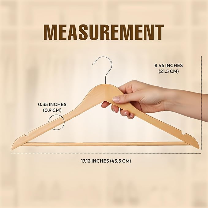 Utopia Home Premium Wooden Hangers 30 Pack - Durable & Slim Coat Hanger - Suit Hangers with 360-Degree Rotatable Hook - Wood Hangers with Shoulder Grooves (Natural)