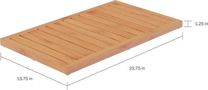 Bamboo Bath Mat-Eco-Friendly Natural Wooden Non-Slip Slatted Design Mat for Indoor and Outdoor Bathtub, Shower, Sauna, Pool, or Hot Tub by Lavish Home