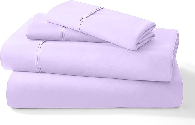Pure 100% Certified Organic Cotton Bed Sheet Set 1000 Thread Count, 4 Piece Bedding Set, 24" Extra DEEP Pocket, Crisp and Cooling Sateen Weave, Eco-Friendly -(Lilac, Full-XL)