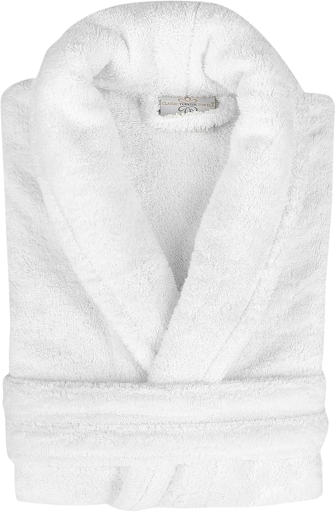 Classic Turkish Towels CTT Premium 100% Turkish Cotton Terry Cloth Bath Robe for Women & Men, Soft & Plush Long Unisex Robe