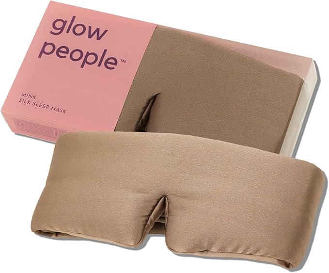 Glow People Silk Sleep Mask – 100% Mulberry Silk Eye Mask for Sleeping, Total Blackout, Cloud-Soft and Adjustable for Beauty Sleep and Travel - Mink