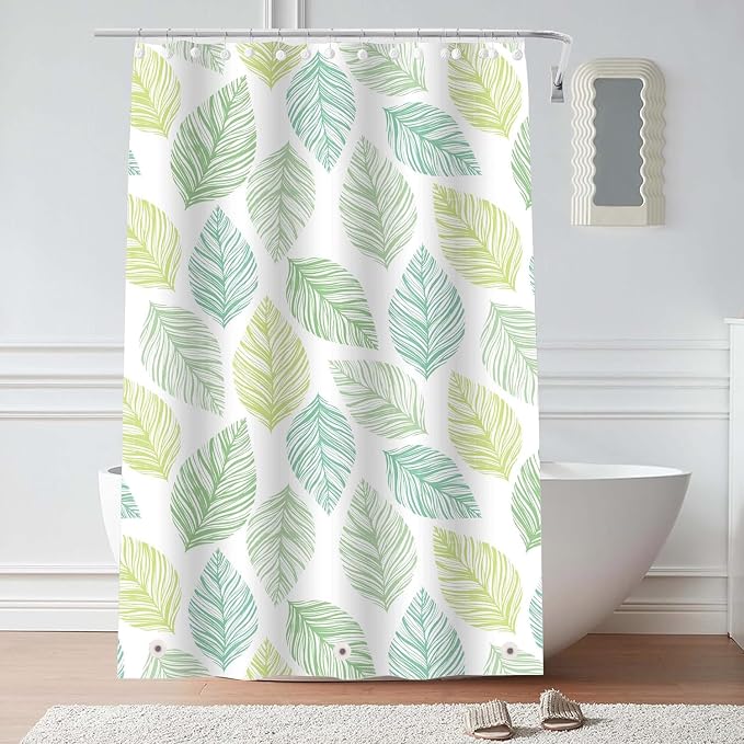 Plastic Shower Liner - Premium PEVA 4G Shower Curtain Liner with Rustproof Grommets and 3 Weighted Magnets, Waterproof Shower Curtain for Bathroom… (Tricolor Leaf, 72”*72”)