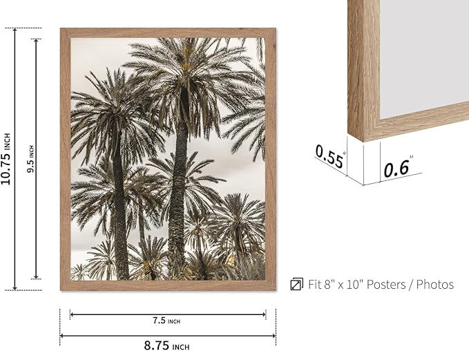 Monem Art Vintage Palm Tree Photography Print - Minimalist Tropical Landscape Poster - Wall Decor for Living Room, Bedroom or Office - 8x10 Beige Framed Wall Art by Mareike Bohmer
