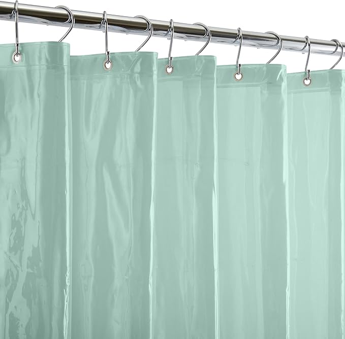 Bath Bliss PVC Heavy Weight Shower Curtain Liner | 4G | 70"x72" | Rust Resistant Copper Grommets | Magnetic Hem | Mint Green