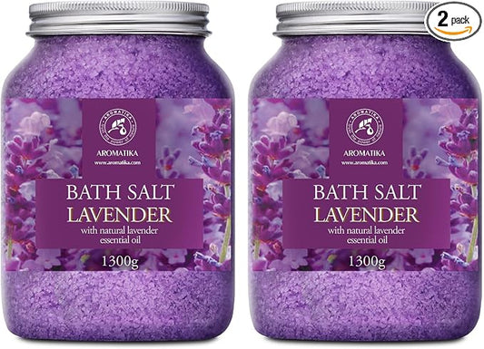 Sea Salt with Natural Lavender Essential Oil – Set of 2 × 46 oz – Aromatherapy Bath Salts – Relaxation & Body Care