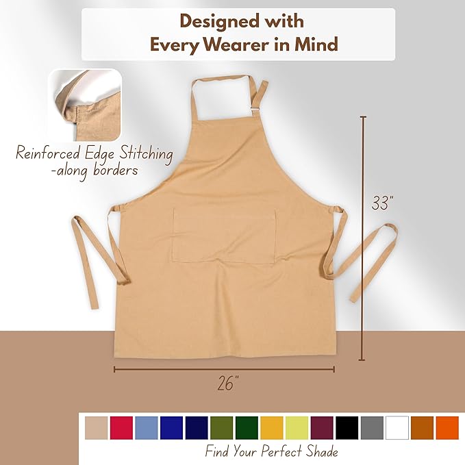 Native Fab Kitchen Apron 2 Pack - 100% Cotton Adjustable, Durable Apron with Pockets, Perfect for Cooking, Baking, Grilling