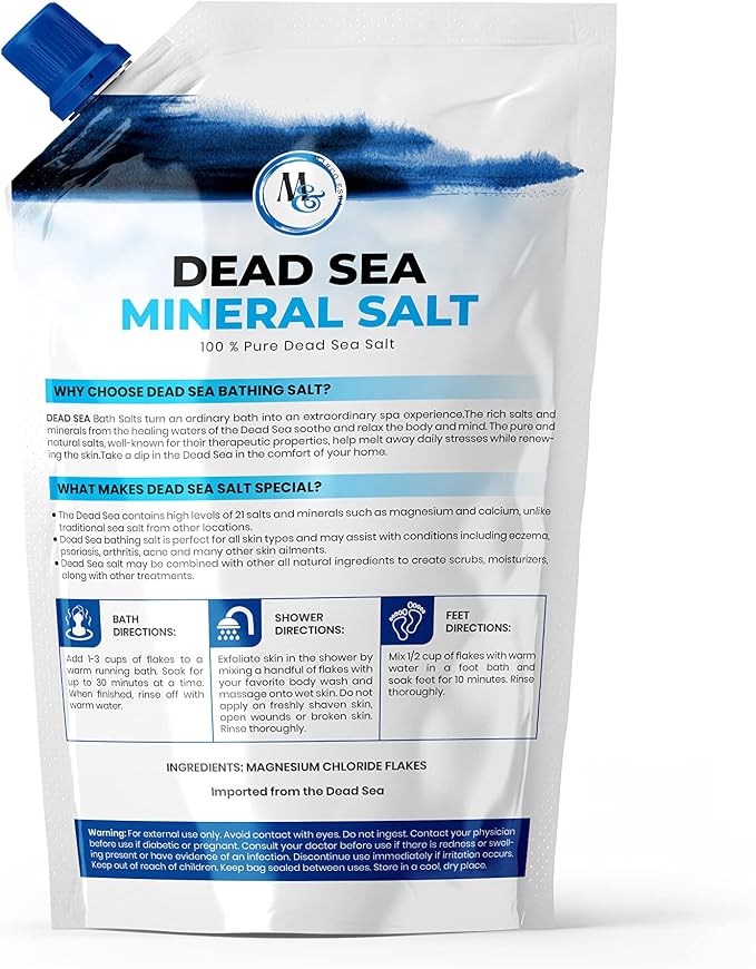 Dead Sea Bath Salt for Bath & Foot Soak, Unscented Fine Grain, 3 lb