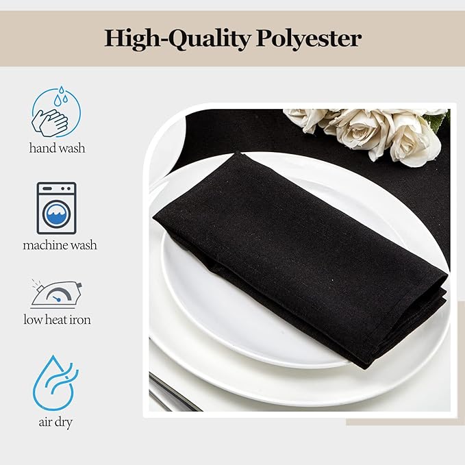 Mebakuk Cloth Napkins Set of 12, Premium 17 x 17 Inch Solid Washable Linen Style Napkins, Soft Table Napkin for Wedding Party Restaurant Dinner Parties