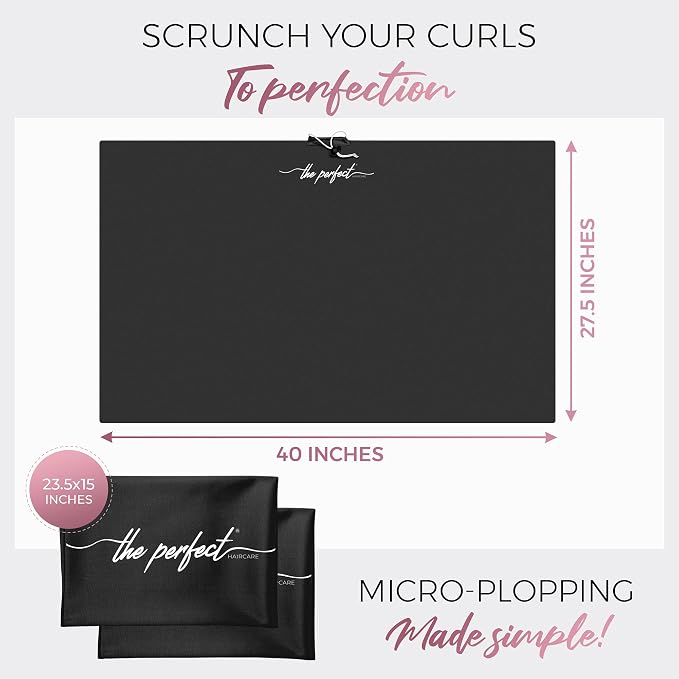 THE PERFECT HAIRCARE Microfiber Hair Plopping Towel Set – Super Absorbent Anti-Frizz Hair Drying Wrap + 2 Curl Scrunching Towels – Fast Drying, Lightweight Wrap for Women, Girls & All Hair Types