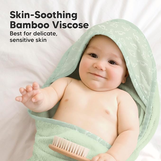 KeaBabies Baby Hooded Towel and Baby Hair Brush - Soft Bath Towels with Hood for Toddlers, Gentle Brush with Soft Goat Bristles for Girls, Boys