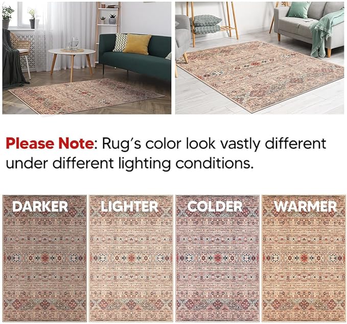 Keen Home Design 30"x84" Rug - Machine Washable Runner Rug with Non-Slip Backing, Ideal for Hallway, Entryway, Kitchen, Laundry Room - Vintage, Easy Clean, Durable, Low Pile Rug - (2'6" x 7')