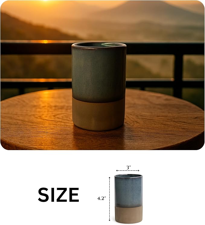Handmade Ceramic Coffee Mug 12 oz – Handleless Stoneware Cup for Coffee, Tea & Latte – Modern Minimalist Design, Microwave & Dishwasher Safe – Gift Mug for Home & Office (Set of-6)