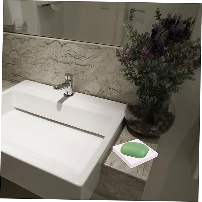 Diatomite Soap Dish Holder with Quick Drying and Anti-Slip Features Clay and Pebble Material Soap Tray for Bathroom Use Flat Bottom Design Stylish and Practical