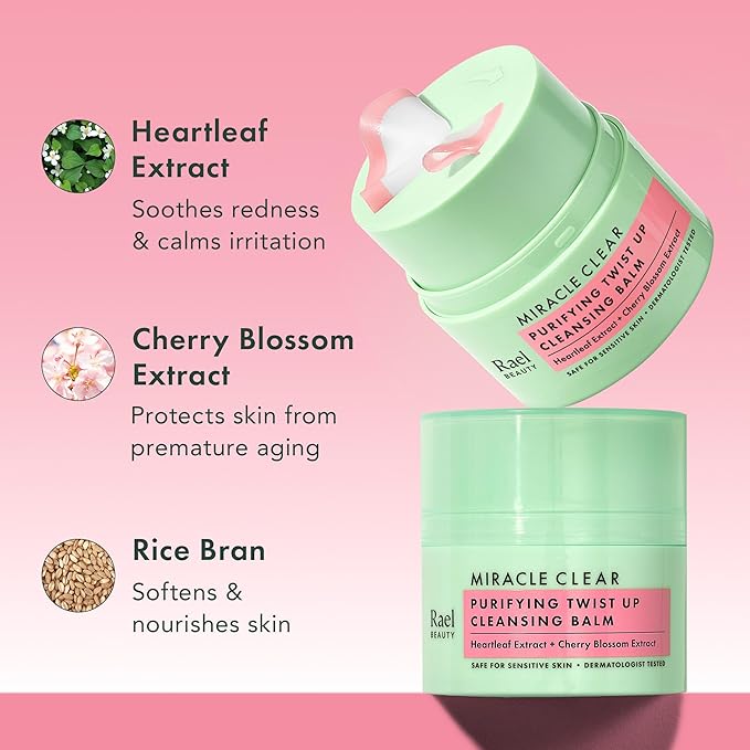 Rael Miracle Clear Facial Cleanser – Makeup Remover, Face Wash for Women, Korean Skin Care (Cleansing Balm, 1.69 fl. oz)