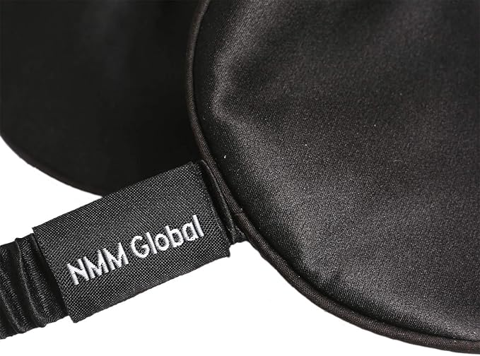 Mulberry Natural Silk Sleep Mask for Women & Men with Elastic Strap, Super Soft Sleeping Eye Mask, Size M, (Black)