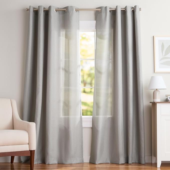Exclusive Home Loha Linen Grommet Top Curtain Panel Pair, 54"x120", Dove Grey