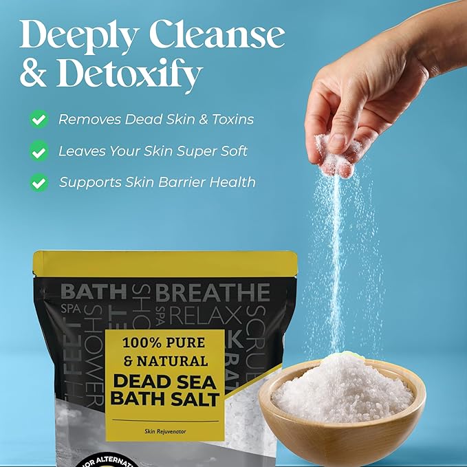 Aromasong Dead Sea Salt, Fine Grain Bath Salt Soak, 19 Lbs (5 x 19 lb. Bags) Bulk resealable Pack.