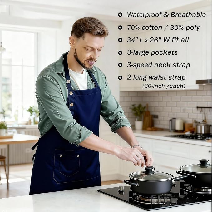 Art Aprons for Painting Pottery Ceramics, Mens Women Kitchen Cooking Aprons Waterproof Green