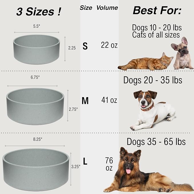 Loving Pets - Dolce Bamboo - Eco-Friendly Pet Bowls & Dishes for Dog, Cats, Puppy Food and Water Dish -Sustainable and Dishwasher Safe, Made with Real Bamboo (Small, Slate-Grey)