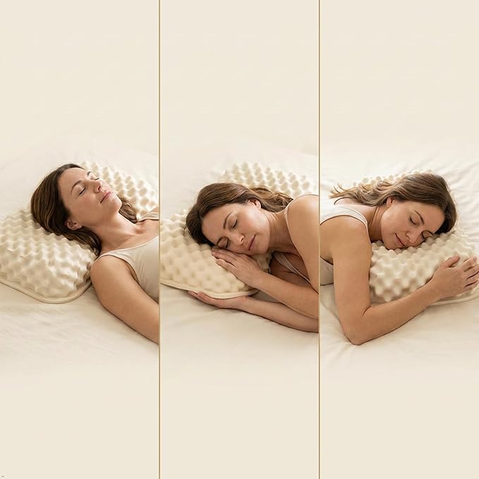 Velisse — Natural Latex Pillow for Stomach Back Side Sleepers, Peanut Shape for All Position Sleeping, Wave-Ridge Surface, Single-Height Adaptive Design, 100% Pure Vietnam Latex